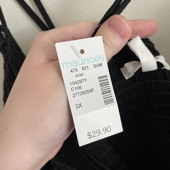 Maurices Women 3X Strappy Cross Back Vistas Solid Crochet Lace Peplum Cami NWT - Picture 8 of 12